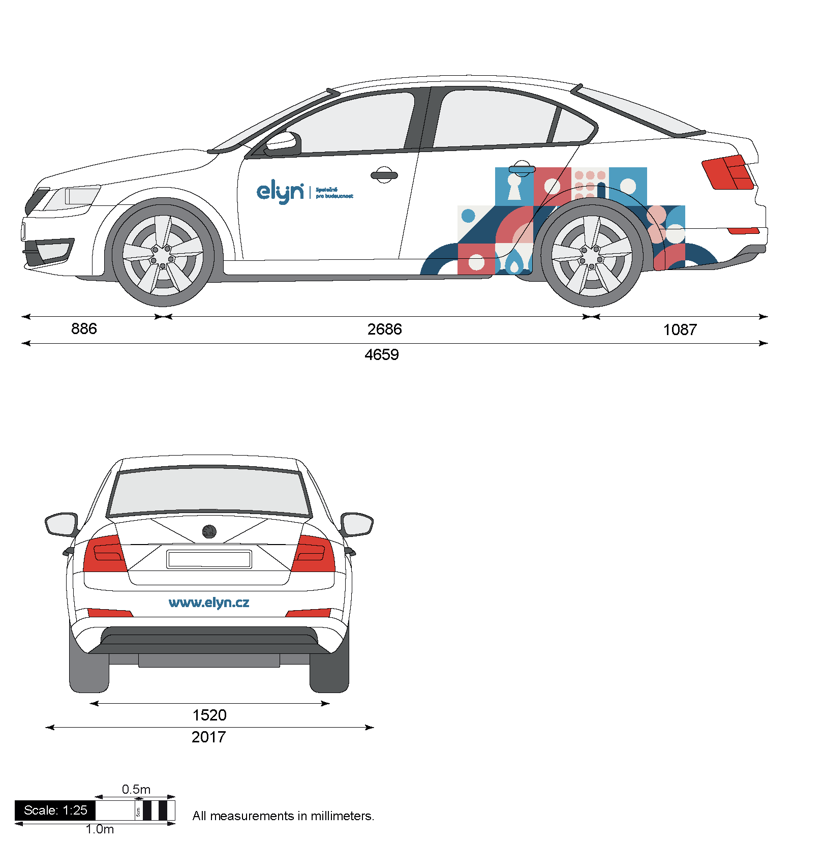 Návrh polepu auta Škoda Octavia