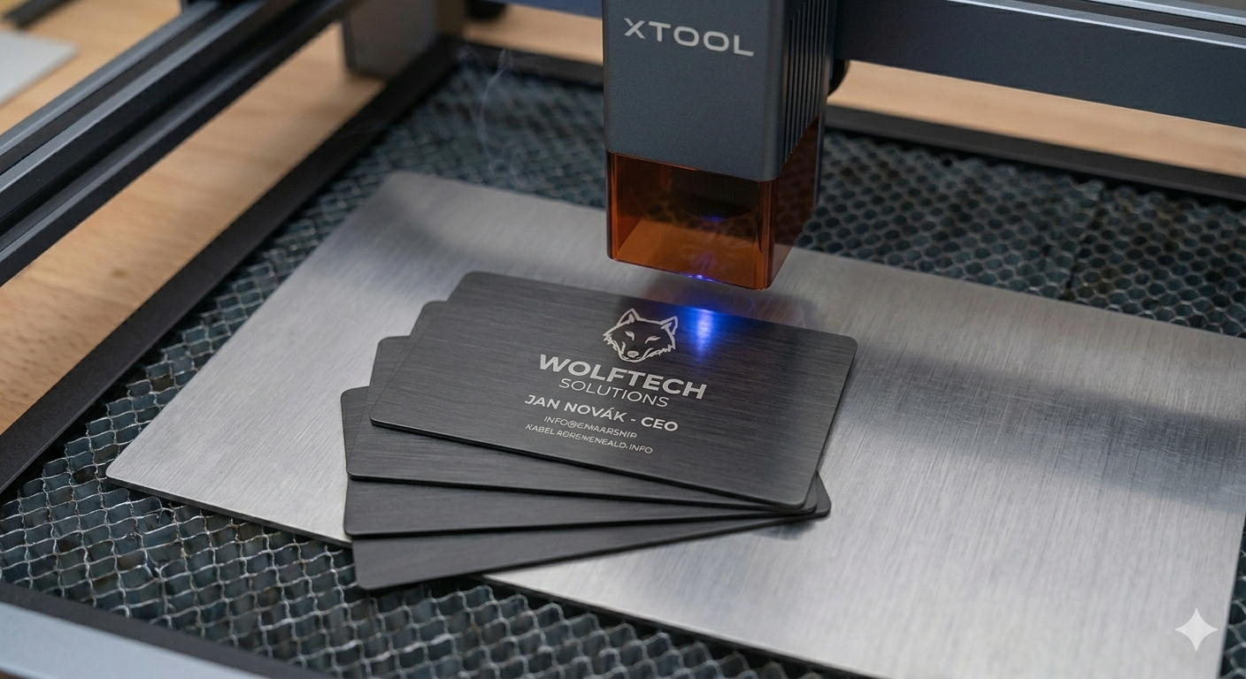 Gravírování kovových vizitek